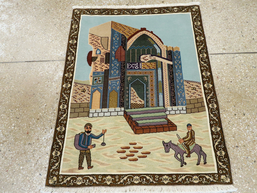 Vintage Persian Tabriz Pictorial Rug, No.26682 - Galerie Shabab
