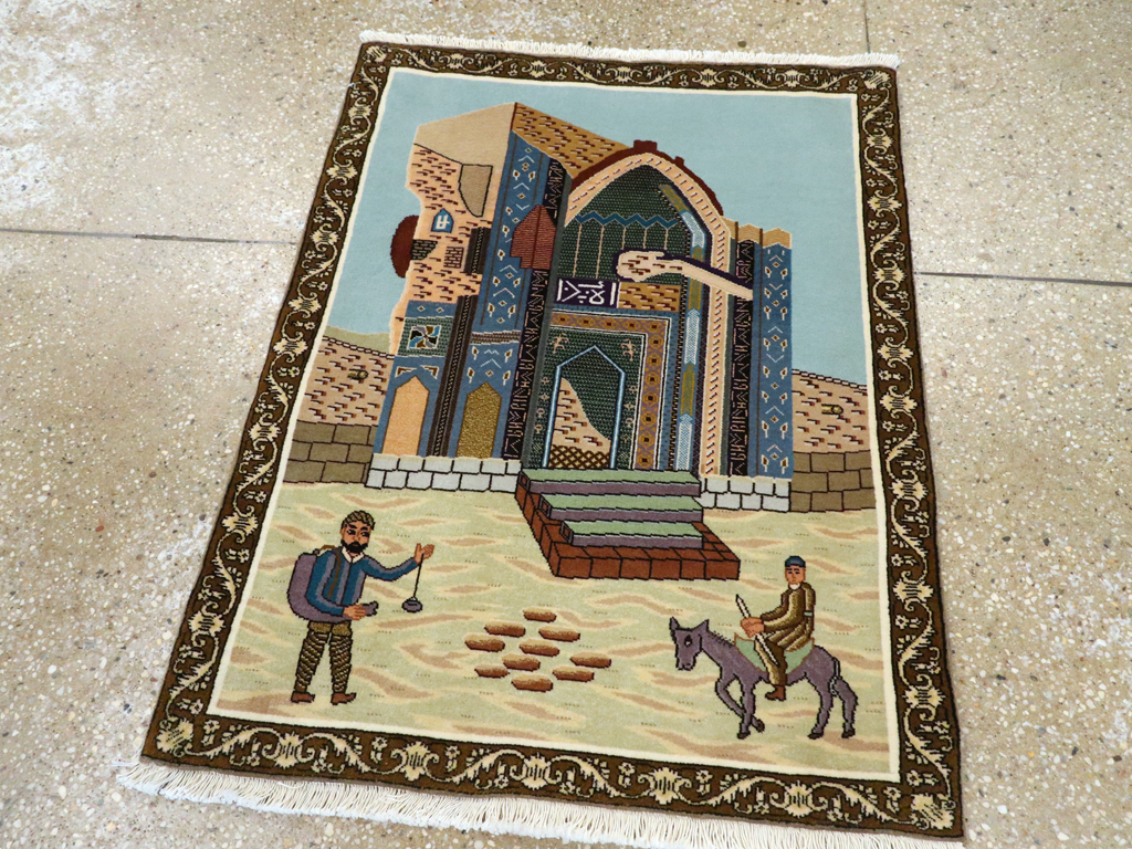Vintage Persian Tabriz Pictorial Rug, No.26682 - Galerie Shabab