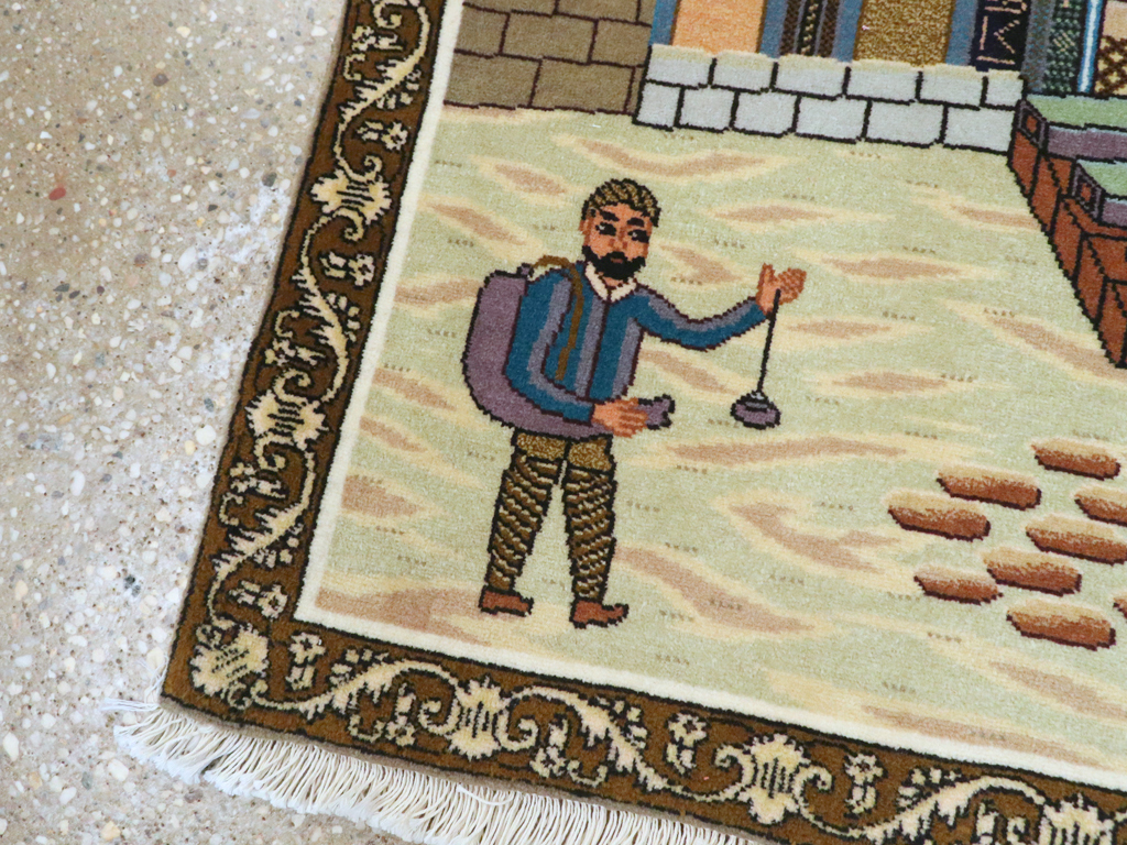 Vintage Persian Tabriz Pictorial Rug, No.26682 - Galerie Shabab