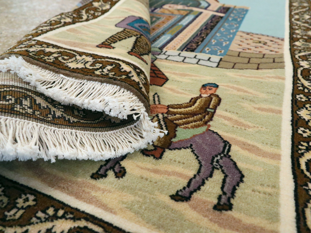 Vintage Persian Tabriz Pictorial Rug, No.26682 - Galerie Shabab