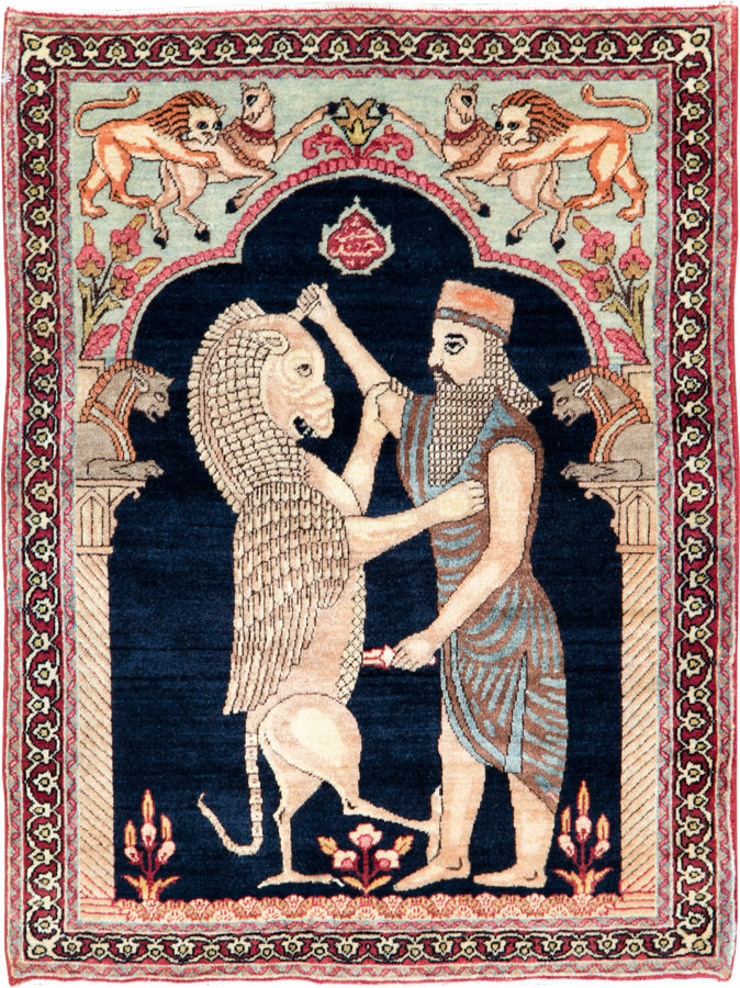 Antique Persian Lavar Kerman Pictorial Rug, No.26695 - Galerie Shabab