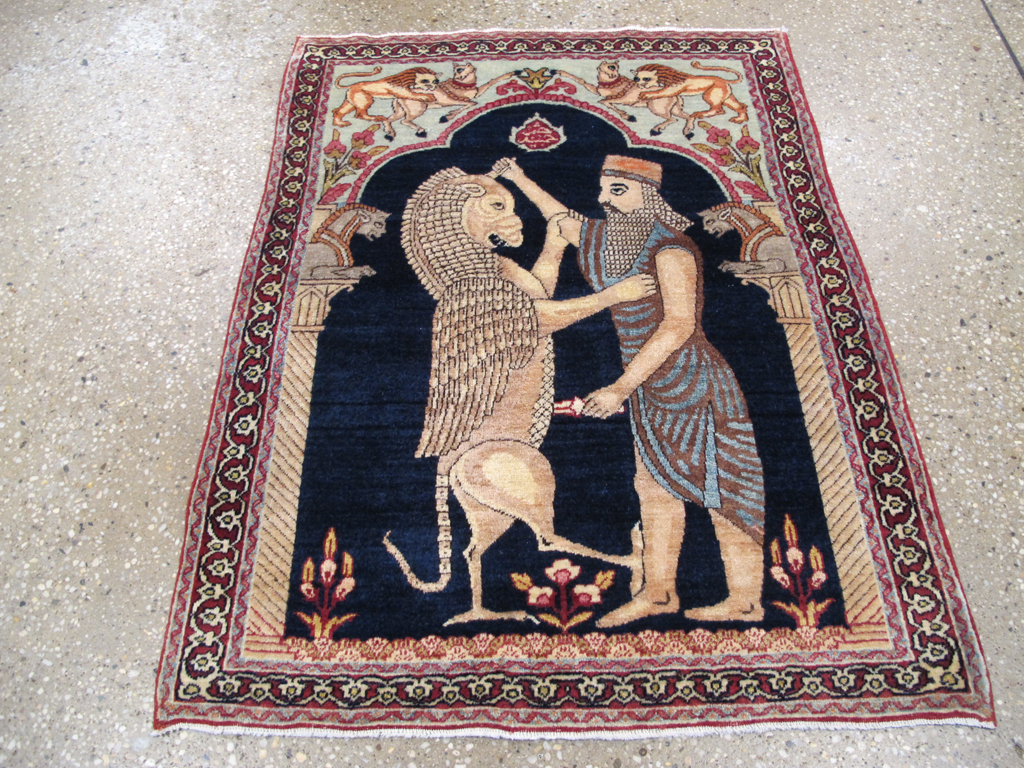 Antique Persian Lavar Kerman Pictorial Rug, No.26695 - Galerie Shabab