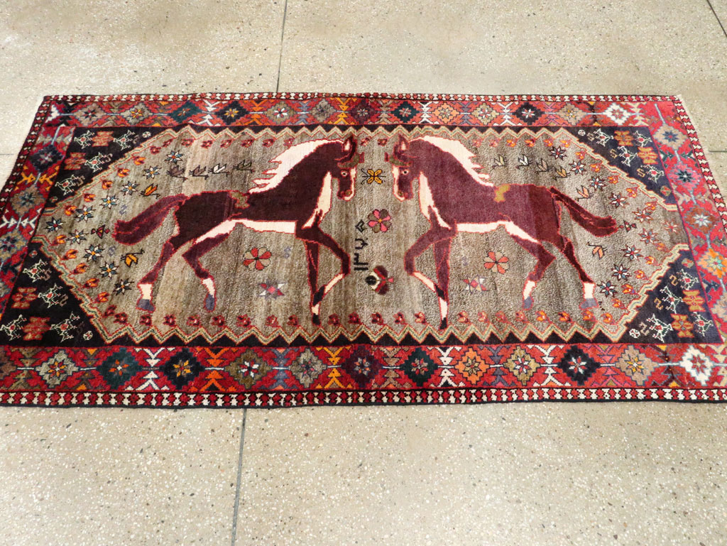 Vintage Qashqai Pictorial Rug, No.26700 - Galerie Shabab