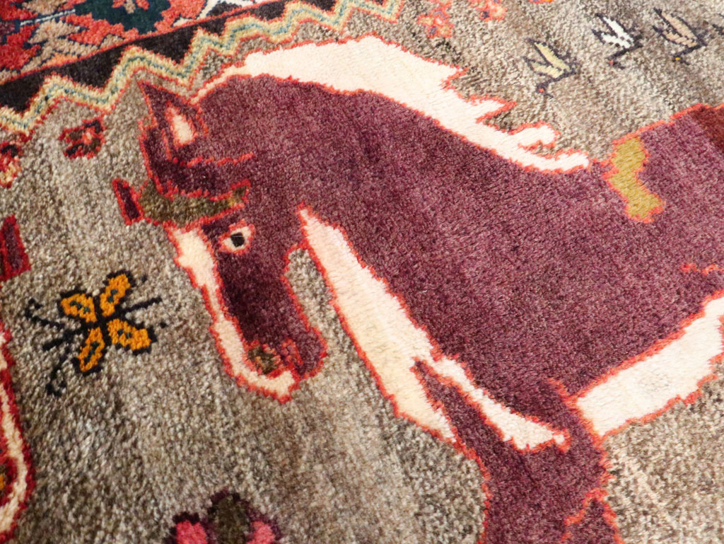 Vintage Qashqai Pictorial Rug, No.26700 - Galerie Shabab