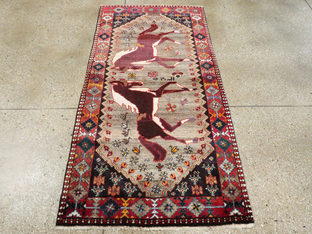 Vintage Qashqai Pictorial Rug, No.26700 - Galerie Shabab