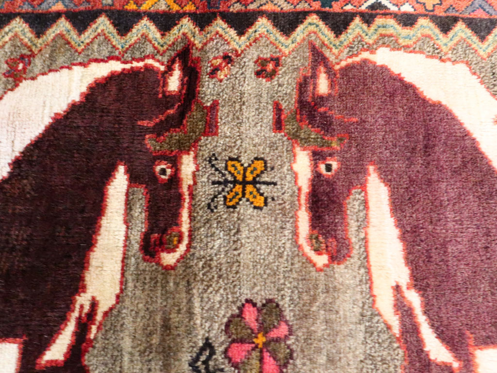 Vintage Qashqai Pictorial Rug, No.26700 - Galerie Shabab