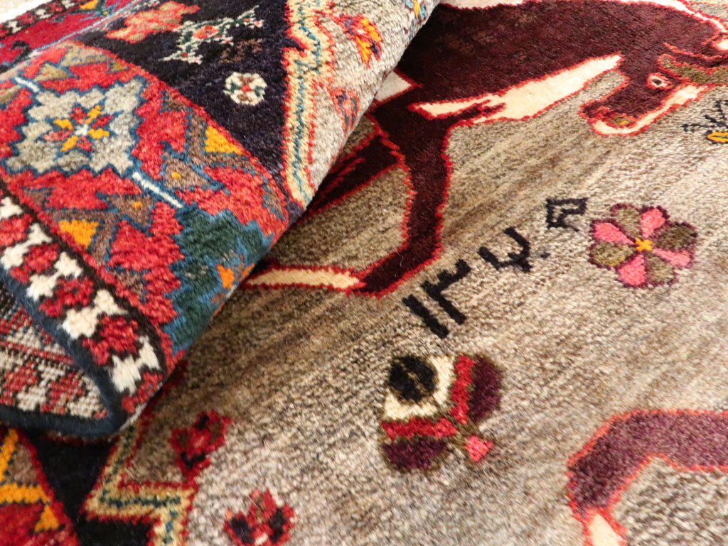 Vintage Qashqai Pictorial Rug, No.26700 - Galerie Shabab