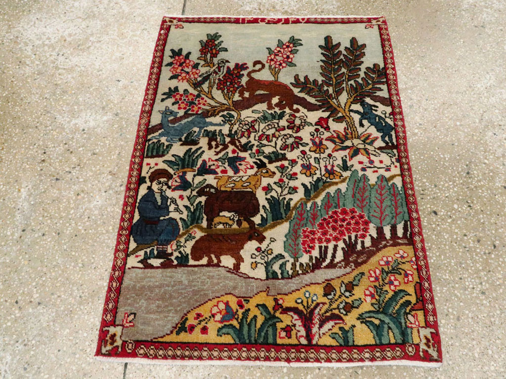 Vintage Persian Tabriz Pictorial Rug, No.26702 - Galerie Shabab