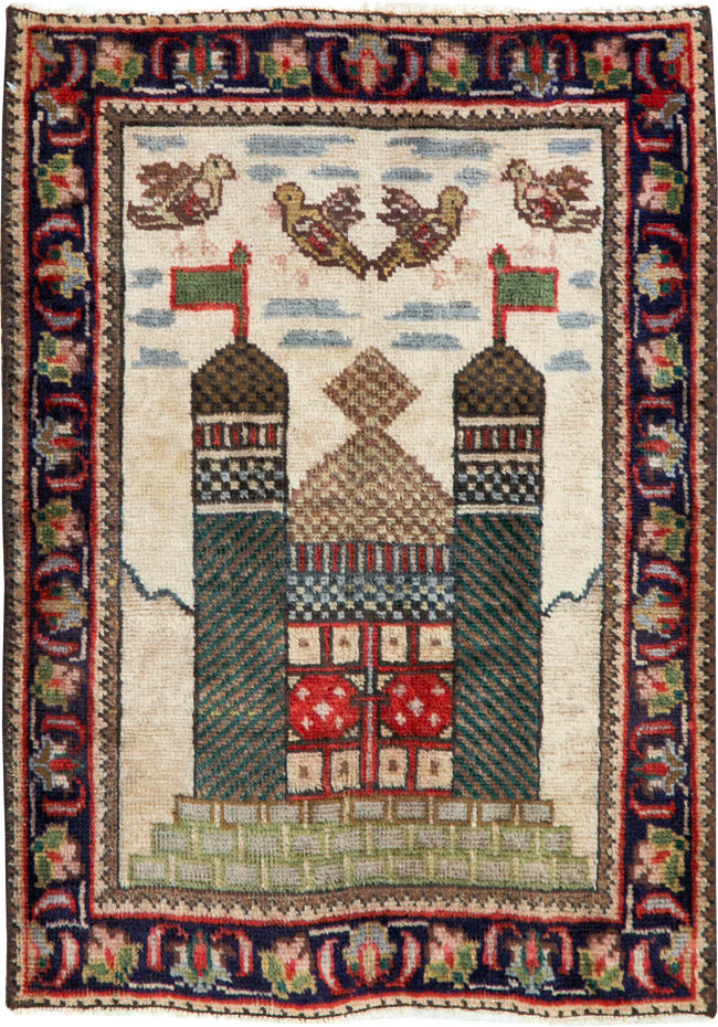 Vintage Persian Tabriz Pictorial Rug, No.26704 - Galerie Shabab