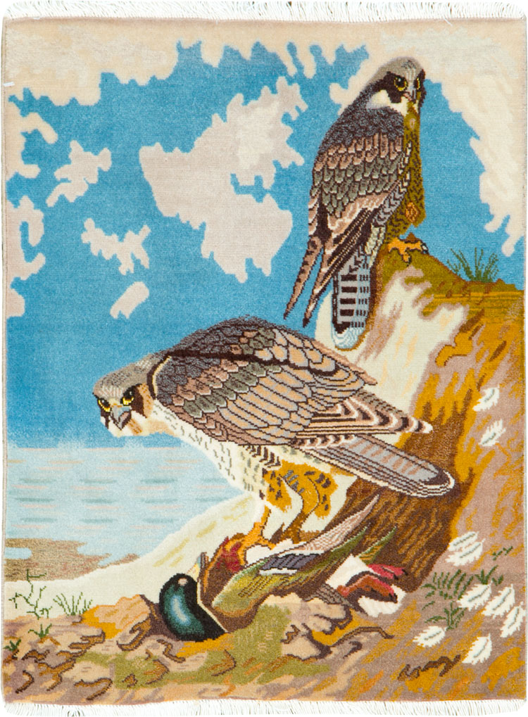 Vintage Persian Tabriz Pictorial Rug, No.26705 - Galerie Shabab