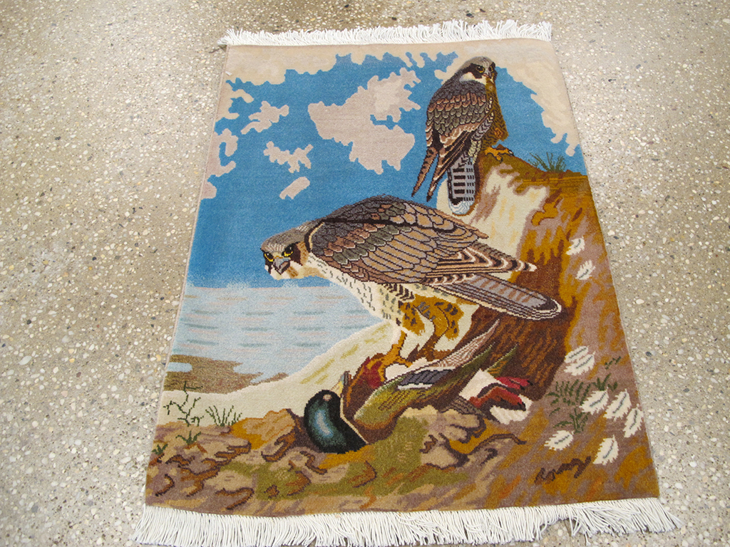 Vintage Persian Tabriz Pictorial Rug, No.26705 - Galerie Shabab