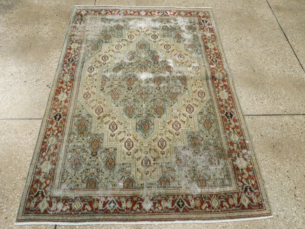 Antique Persian Senneh Distressed Rug, No.26708 - Galerie Shabab