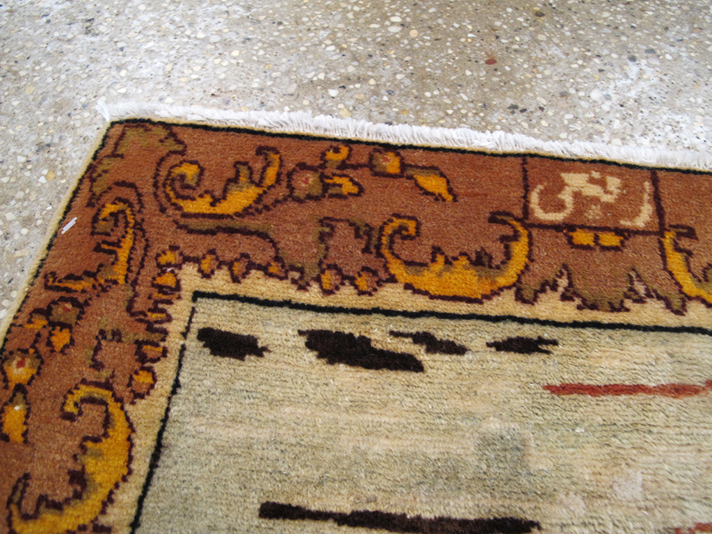 Vintage Persian Tabriz Pictorial Throw Rug, No.26711 - Galerie Shabab