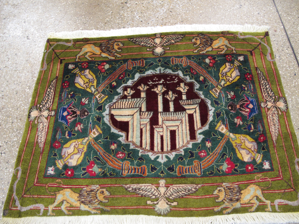 Vintage Persian Tabriz Pictorial Rug, No.26715 - Galerie Shabab