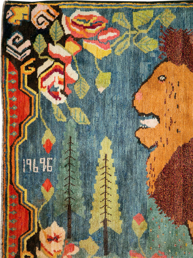 Vintage Caucasian Karabagh Pictorial Rug, No.26730 - Galerie Shabab