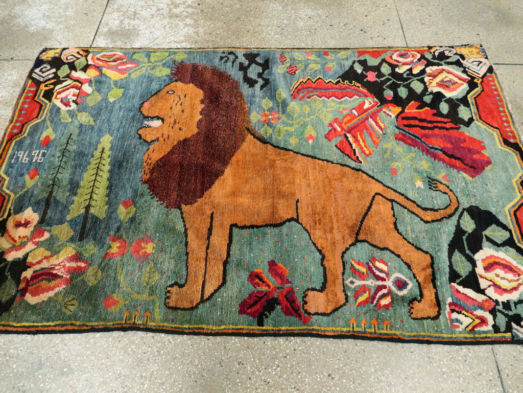 Vintage Caucasian Karabagh Pictorial Rug, No.26730 - Galerie Shabab