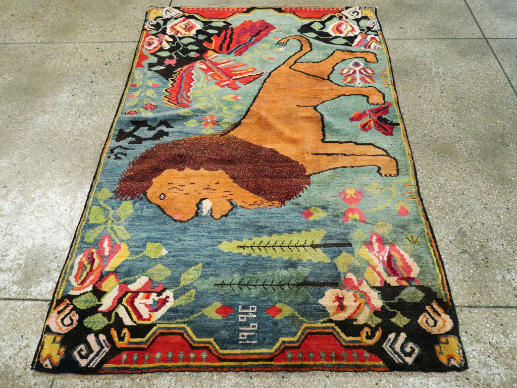 Vintage Caucasian Karabagh Pictorial Rug, No.26730 - Galerie Shabab
