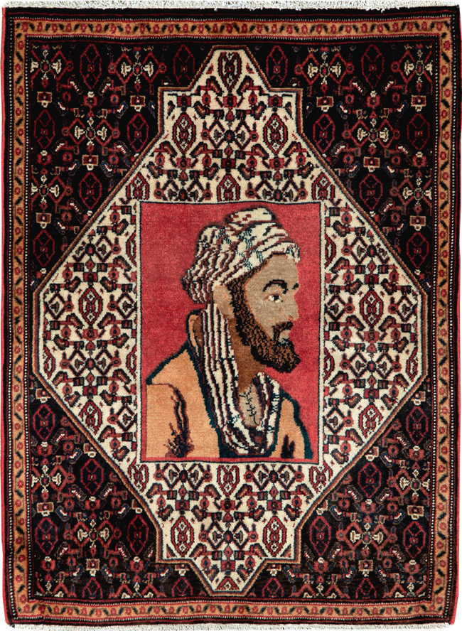 Vintage Persian Senneh Malayer Pictorial Rug, No.26731 - Galerie Shabab