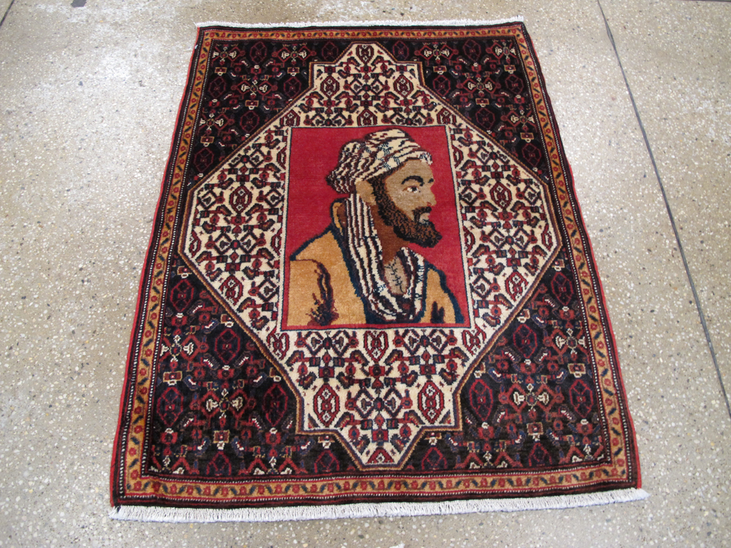 Vintage Persian Senneh Malayer Pictorial Rug, No.26731 - Galerie Shabab