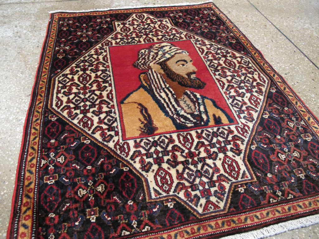 Vintage Persian Senneh Malayer Pictorial Rug, No.26731 - Galerie Shabab