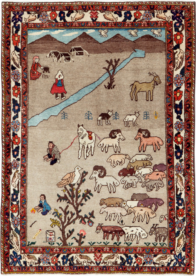 Vintage Persian Tabriz Pictorial Rug, No.26740 - Galerie Shabab