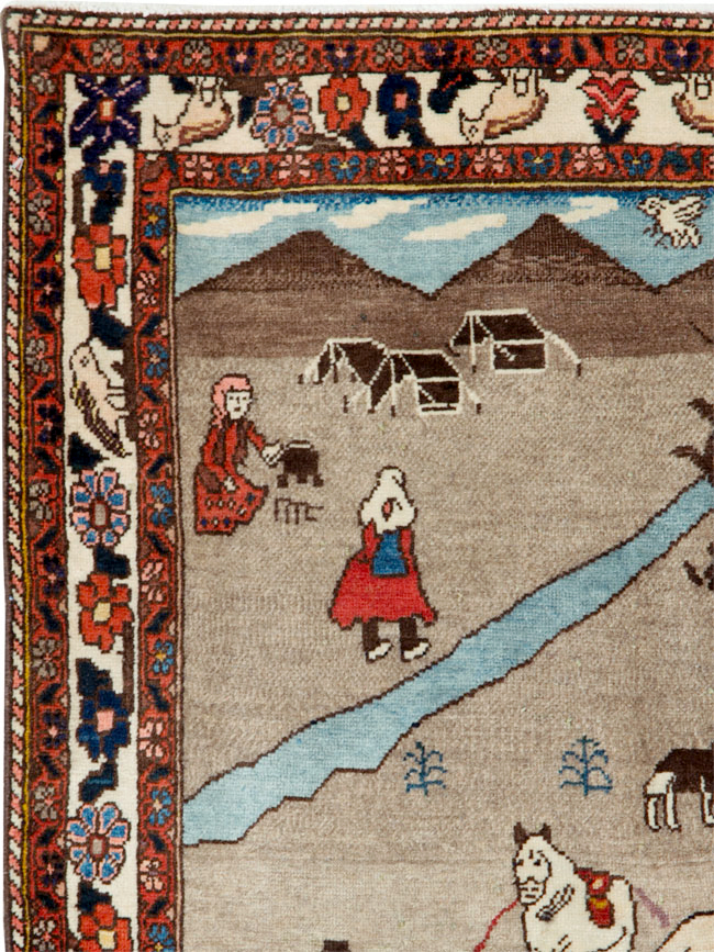 Vintage Persian Tabriz Pictorial Rug, No.26740 - Galerie Shabab