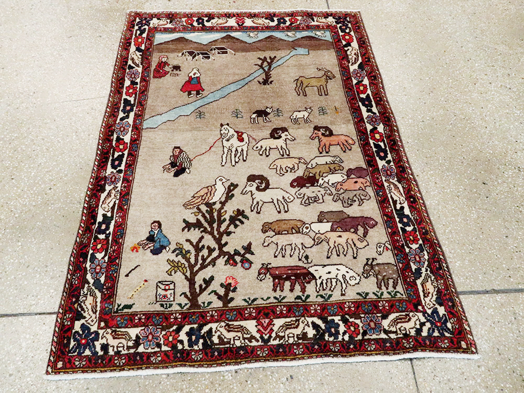Vintage Persian Tabriz Pictorial Rug, No.26740 - Galerie Shabab