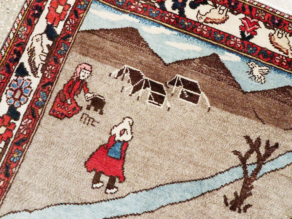 Vintage Persian Tabriz Pictorial Rug, No.26740 - Galerie Shabab