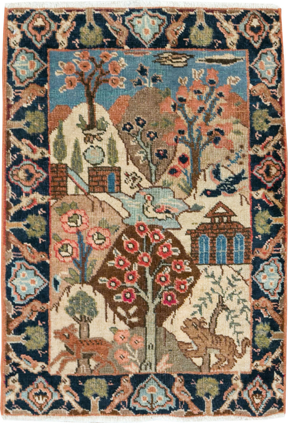 Vintage Persian Tabriz Pictorial Rug (Pair: 1 of 2), No.26742 - Galerie Shabab