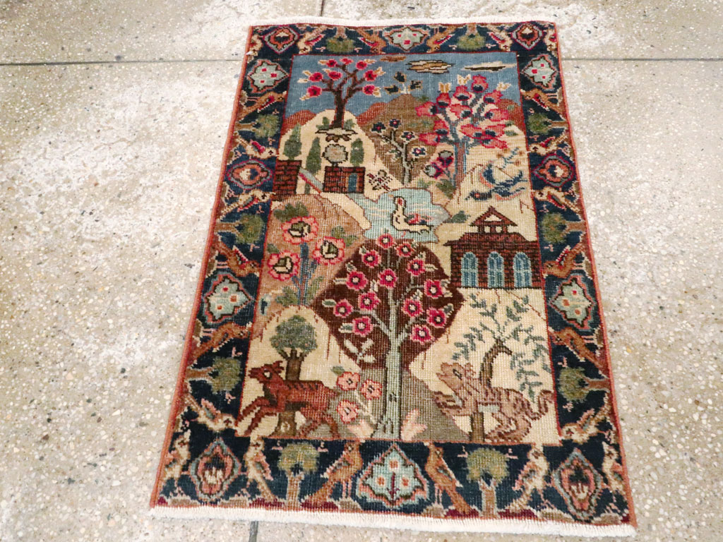 Vintage Persian Tabriz Pictorial Rug (Pair: 2 of 2), No.26743 - Galerie Shabab