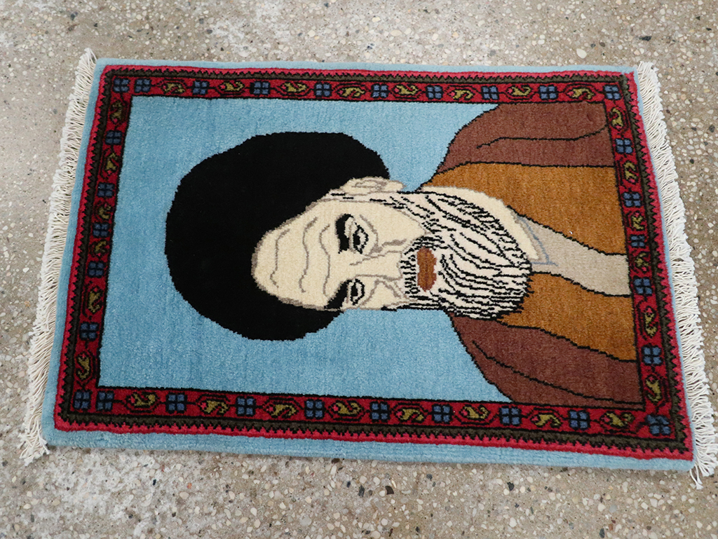 Vintage Persian Mahal Pictorial Rug, No.26744 - Galerie Shabab