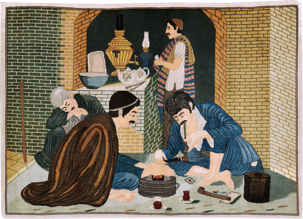 Vintage Persian Tabriz Pictorial Rug, No.26760 - Galerie Shabab