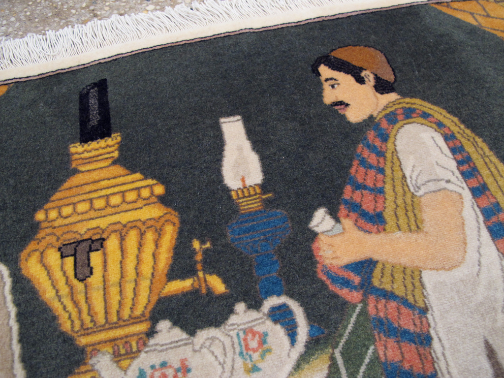 Vintage Persian Tabriz Pictorial Rug, No.26760 - Galerie Shabab