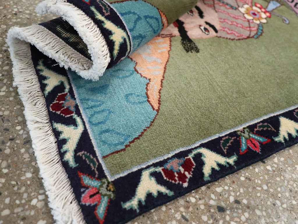 Vintage Persian Tabriz Pictorial Rug, No.26761 - Galerie Shabab