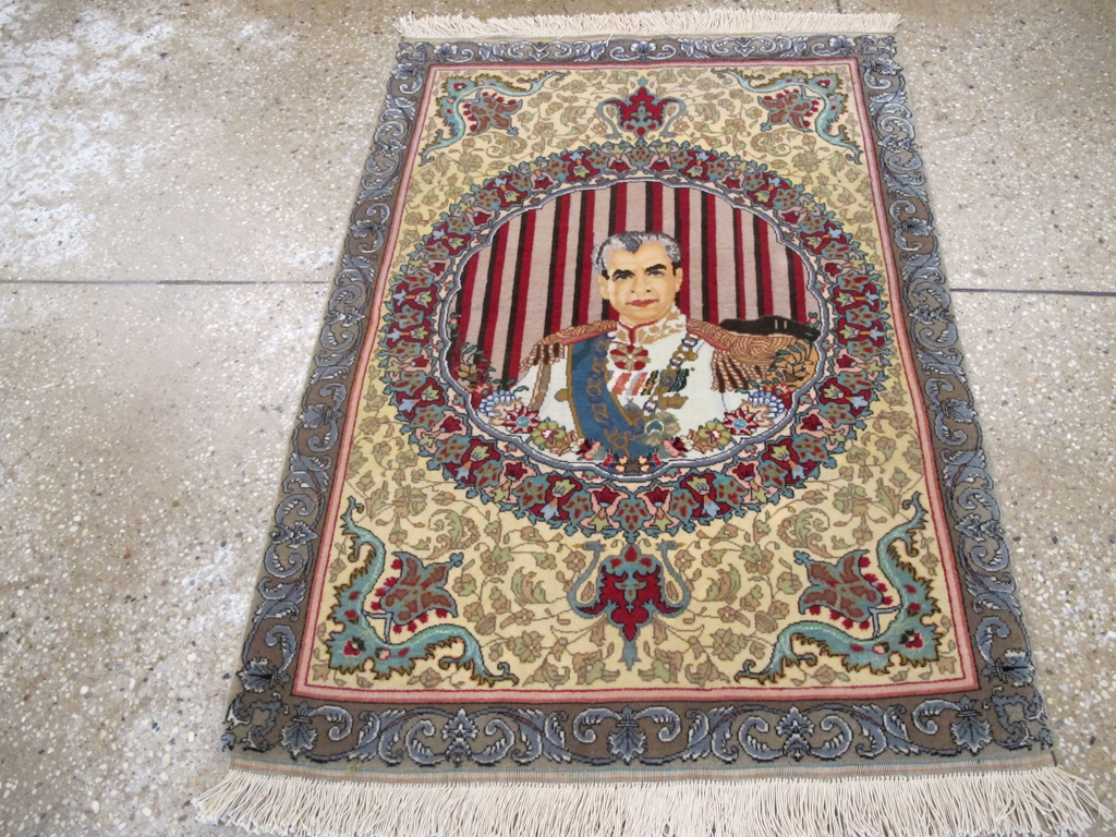Vintage Persian Tabriz Pictorial Rug, No.26771 - Galerie Shabab