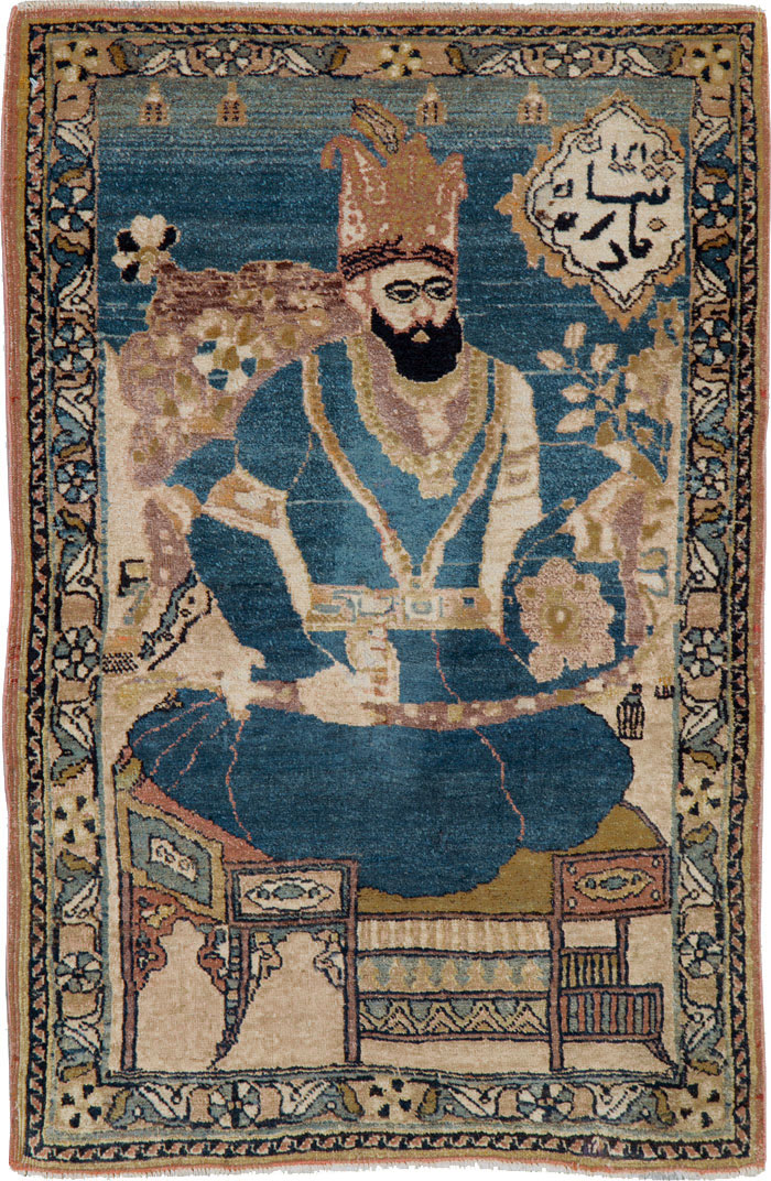 Antique Persian Tabriz Pictorial Rug, No.26782 - Galerie Shabab