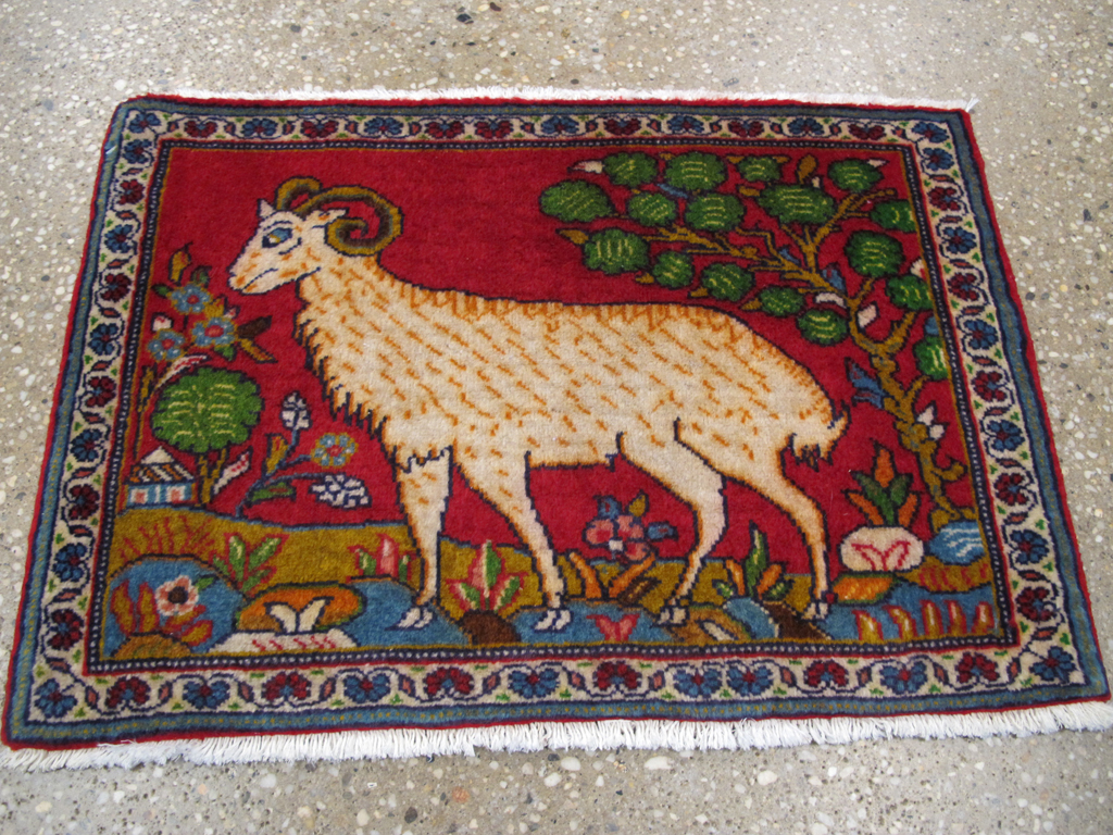 Vintage Persian Tabriz Pictorial Rug (Pair: 1 of 2), No.26788 - Galerie Shabab