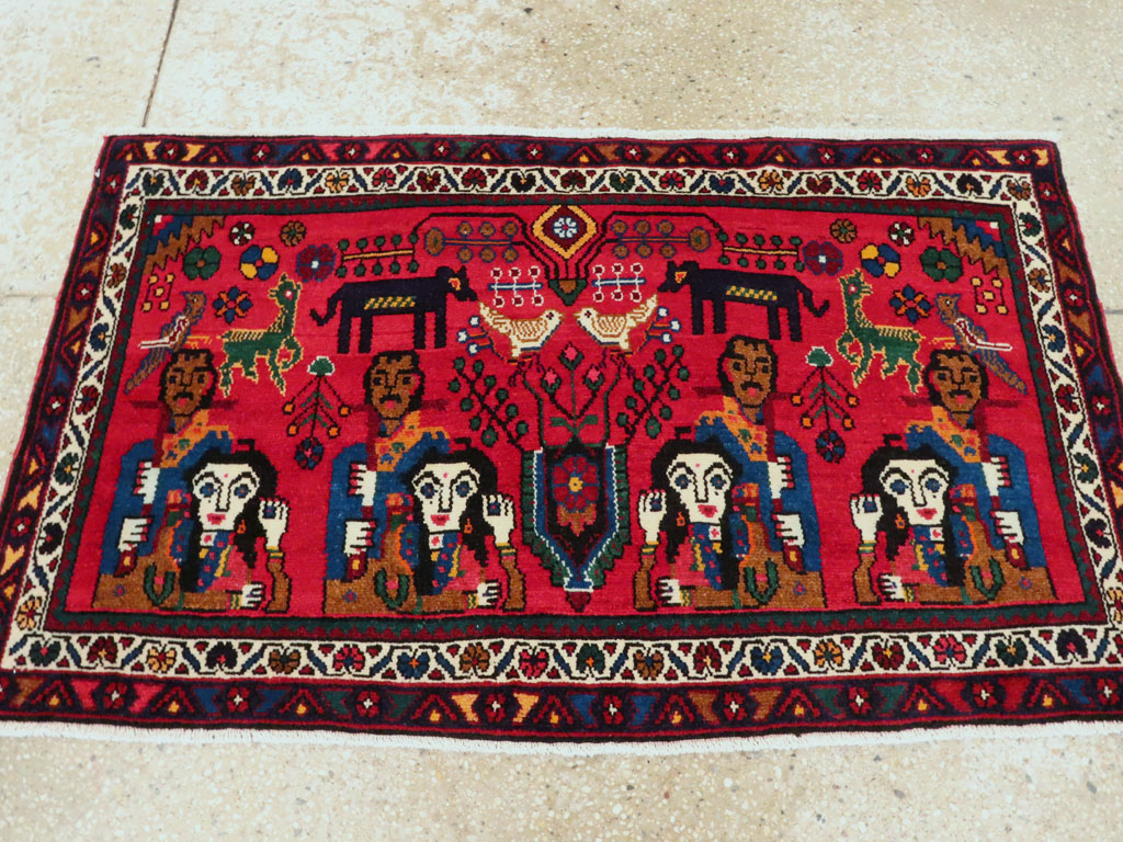 Vintage Persian Hamadan Pictorial Rug (Pair: 1 of 2), No.26790 - Galerie Shabab