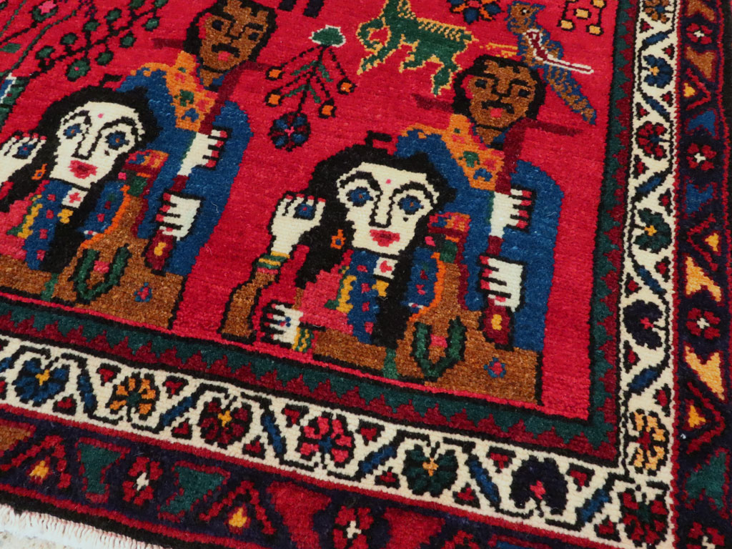 Vintage Persian Hamadan Pictorial Rug (Pair: 1 of 2), No.26790 - Galerie Shabab