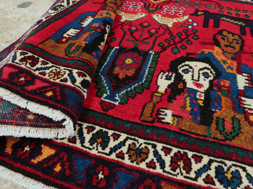 Vintage Persian Hamadan Pictorial Rug (Pair: 1 of 2), No.26790 - Galerie Shabab