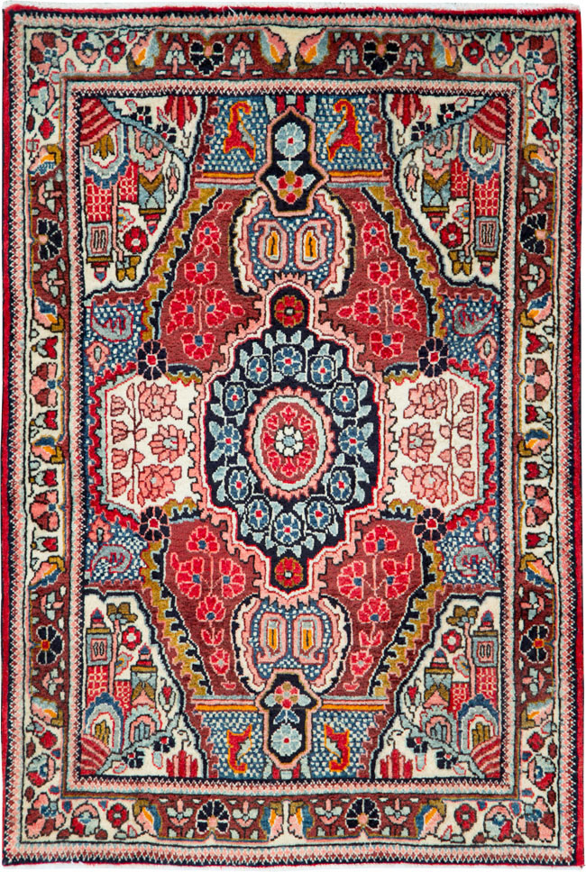 Vintage Persian Sarouk Throw Rug (Pair: 1 of 2), No.26792 - Galerie Shabab