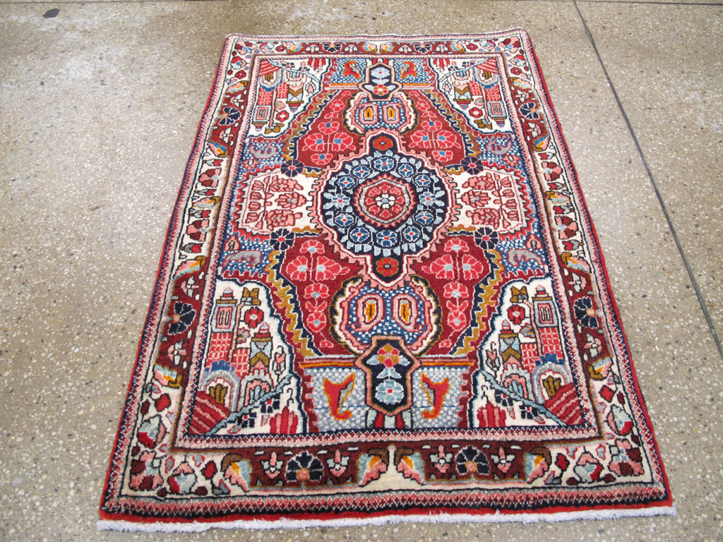Vintage Persian Sarouk Throw Rug (Pair: 2 of 2), No.26793 - Galerie Shabab