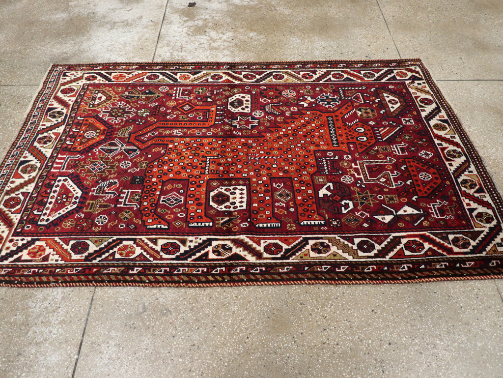Vintage Pictorial Qashqai Rug, No.26794 - Galerie Shabab