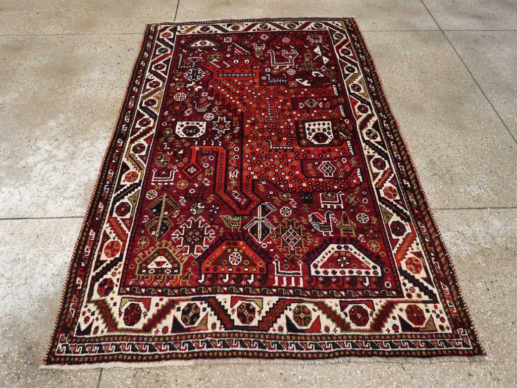 Vintage Pictorial Qashqai Rug, No.26794 - Galerie Shabab