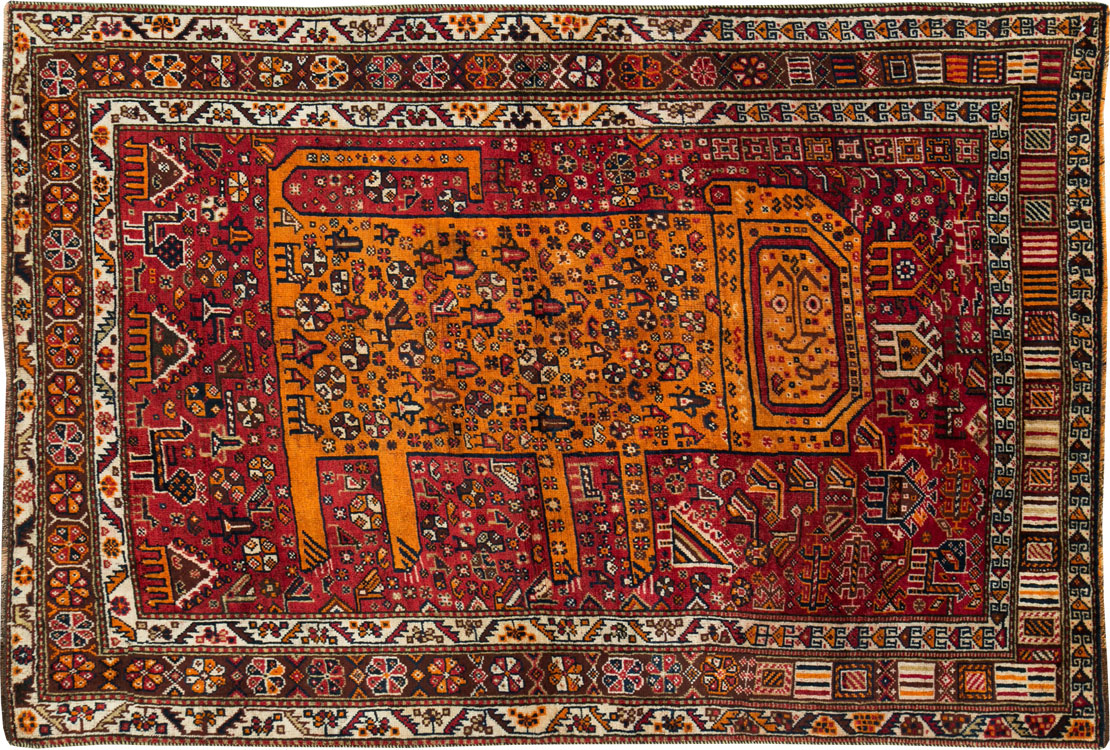 Vintage Persian Shiraz Pictorial Rug, No.26795 - Galerie Shabab