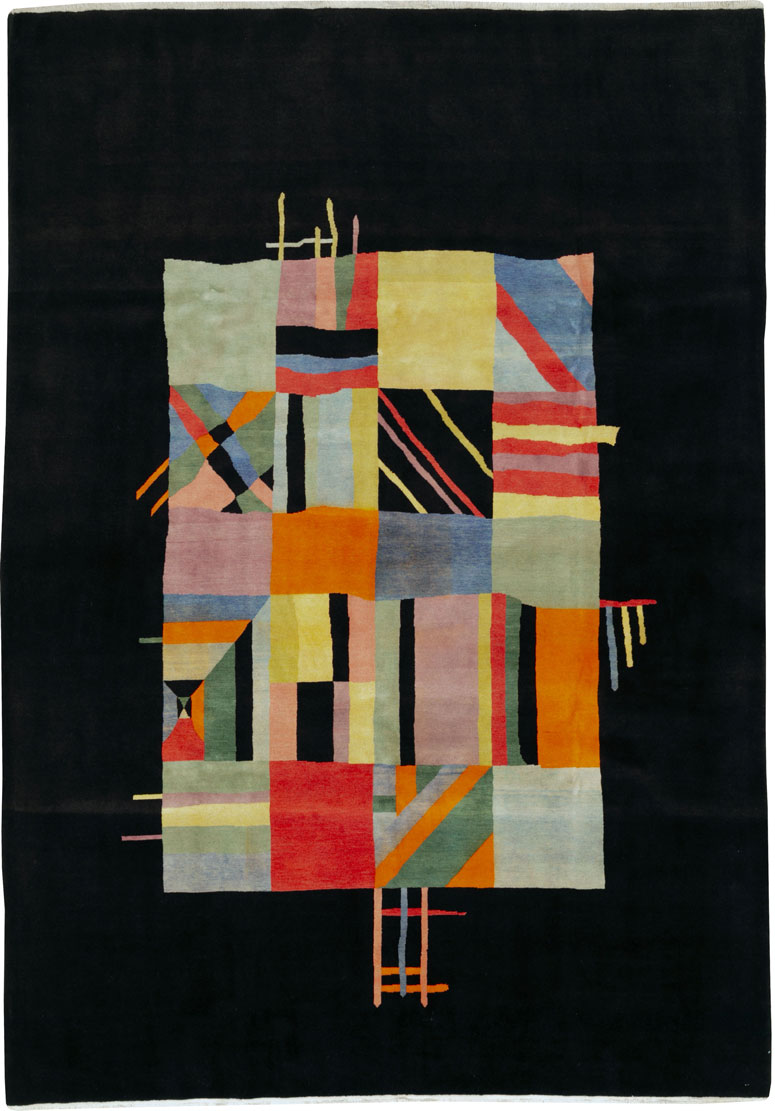Vintage Persian Tabriz Art Deco Rug Inspired By Edward McKnight Kauffer, No.26798 - Galerie Shabab