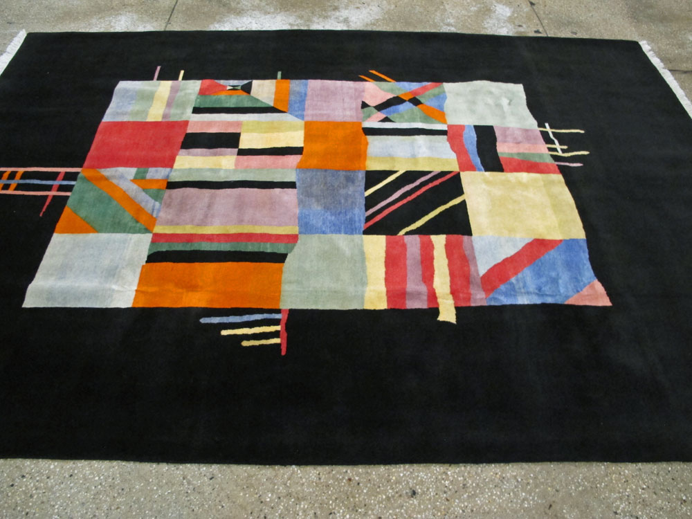 Vintage Persian Tabriz Art Deco Rug Inspired By Edward McKnight Kauffer, No.26798 - Galerie Shabab