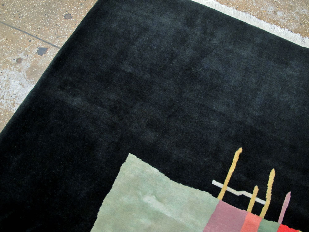 Vintage Persian Tabriz Art Deco Rug Inspired By Edward McKnight Kauffer, No.26798 - Galerie Shabab