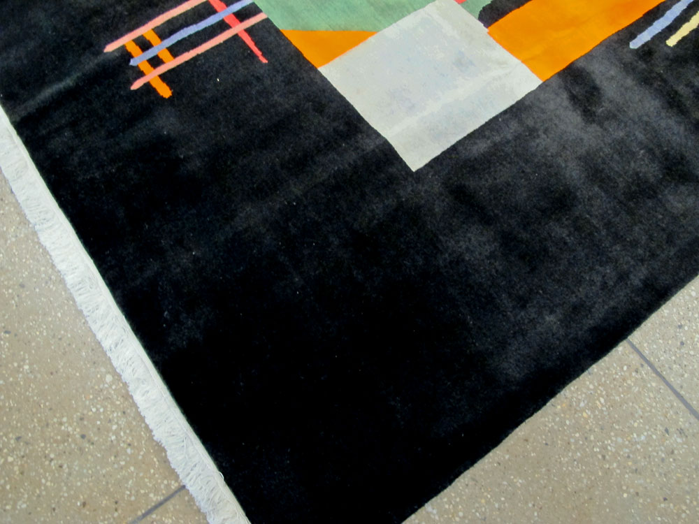 Vintage Persian Tabriz Art Deco Rug Inspired By Edward McKnight Kauffer, No.26798 - Galerie Shabab