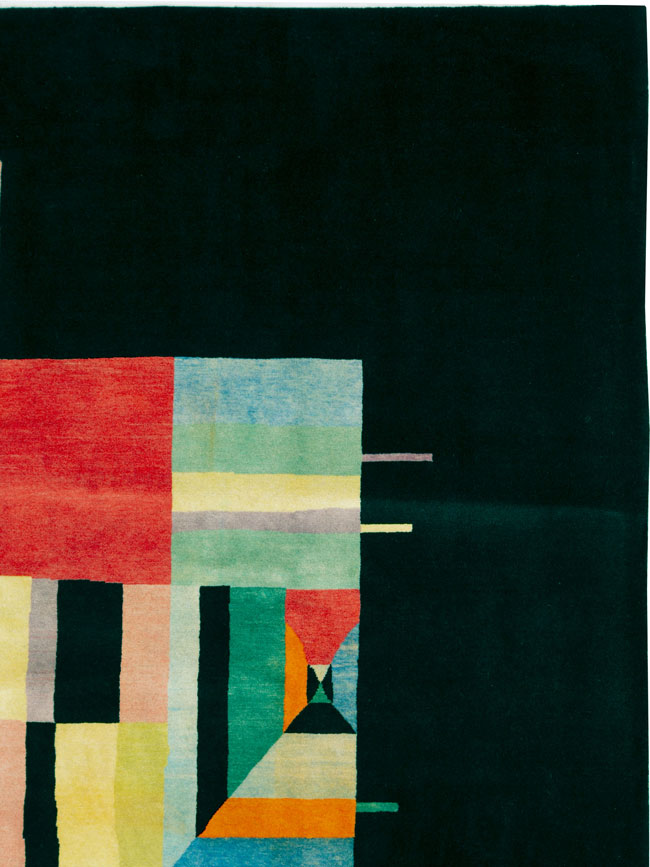 Vintage Persian Tabriz Art Deco Rug Inspired By Edward McKnight Kauffer, No.26798 - Galerie Shabab